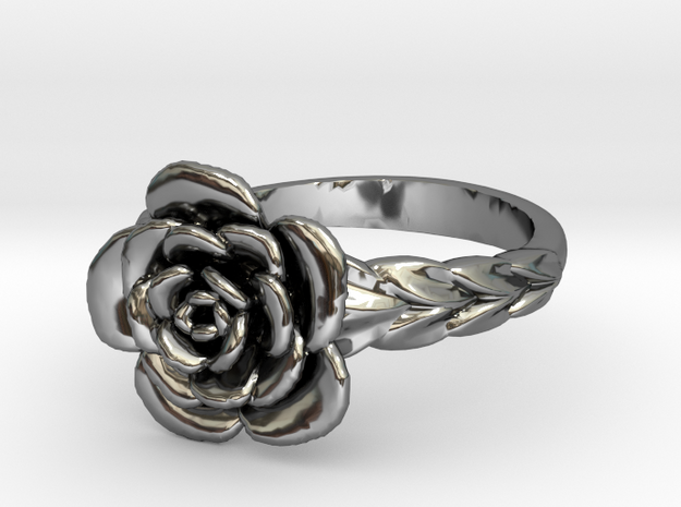 Rose Ring in Fine Detail Polished Silver