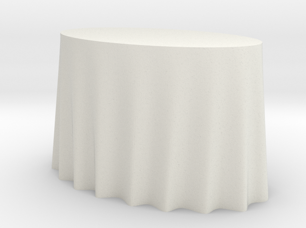 1:48 Draped Table - Small Oval in White Natural Versatile Plastic