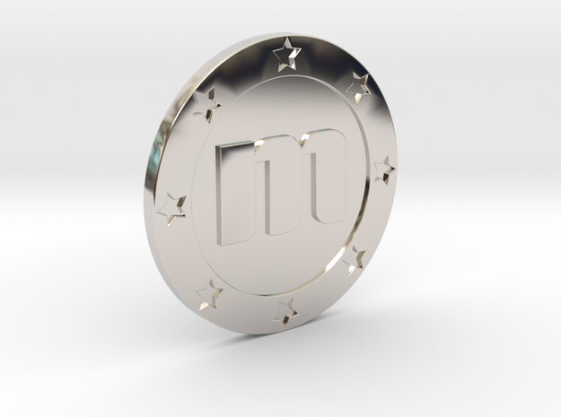Memorycoin real coin in Rhodium Plated Brass