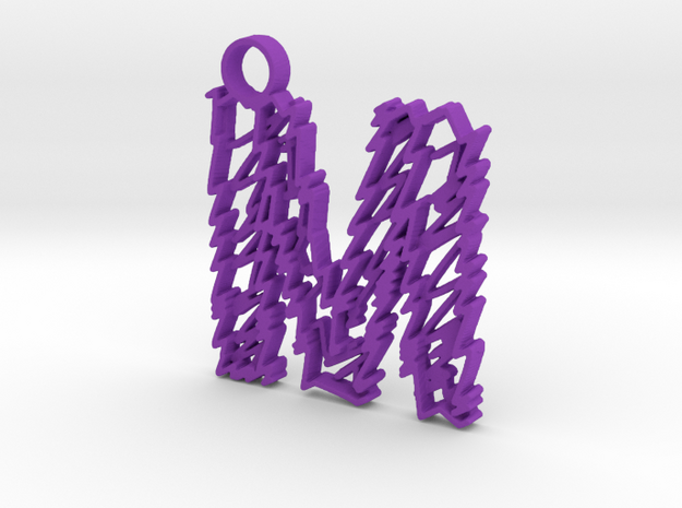 Sketch "M" Pendant in Purple Processed Versatile Plastic