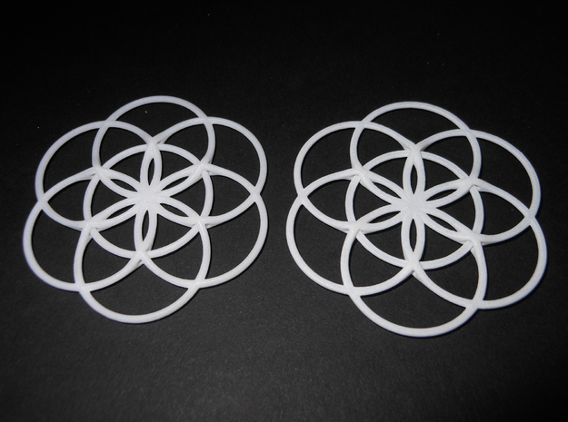 Flower of Life Charm in White Processed Versatile Plastic