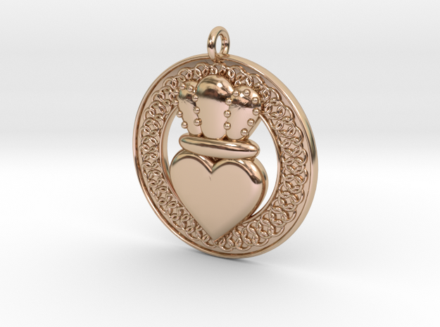 Claddagh Pendant 1 Model in 14k Rose Gold Plated Brass