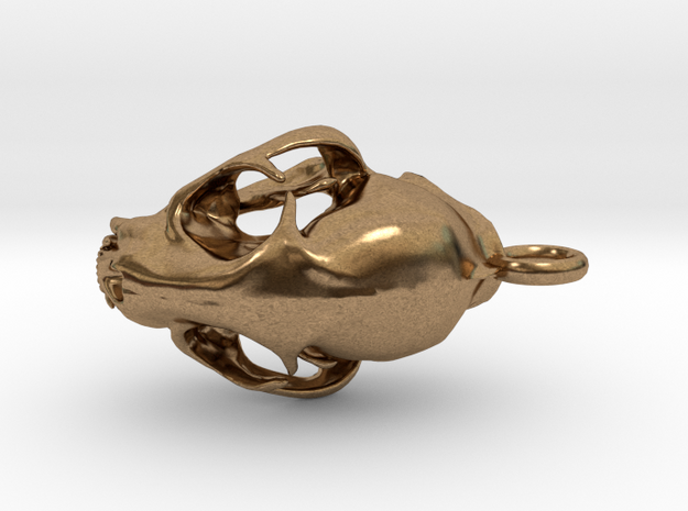 Mountain Lion Puma skull pendant (vertical loop) in Natural Brass