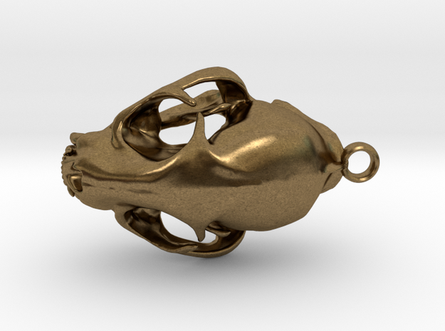 Bobcat Skull Pendant (Horizontal Loop) in Natural Bronze