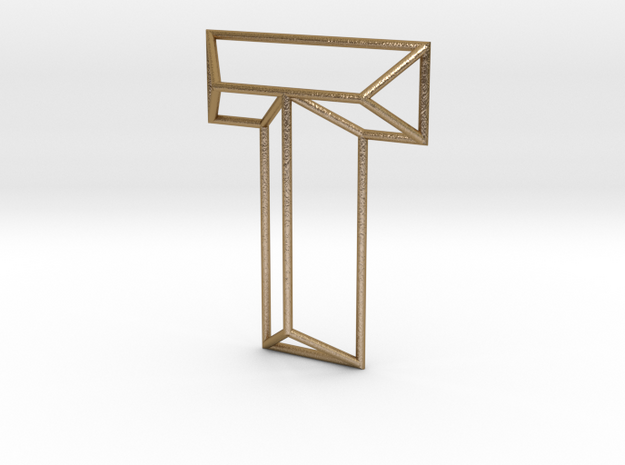 T Typolygon in Polished Gold Steel