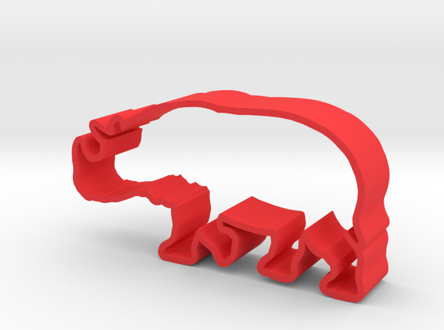 Javan Rhino in Red Processed Versatile Plastic