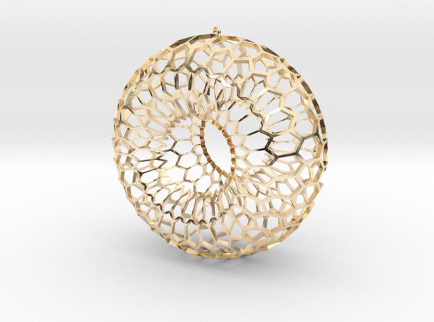 Honeycomb Torus Pendant in 14k Gold Plated Brass