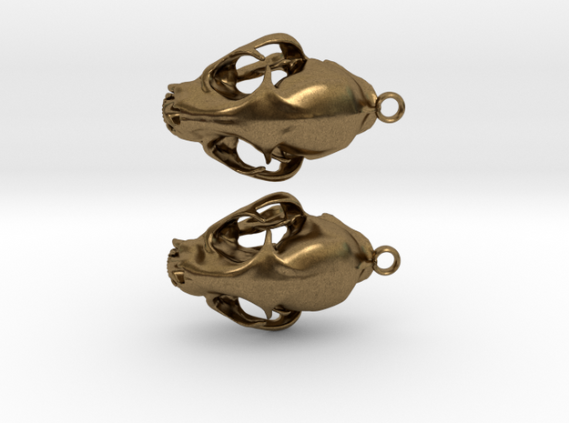 Bobcat Skull Earring Pair (2) - Horizontal Loop in Natural Bronze