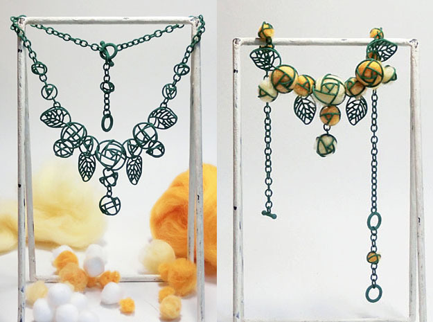 Cotton Roses NecklaceⅠ in Green Processed Versatile Plastic