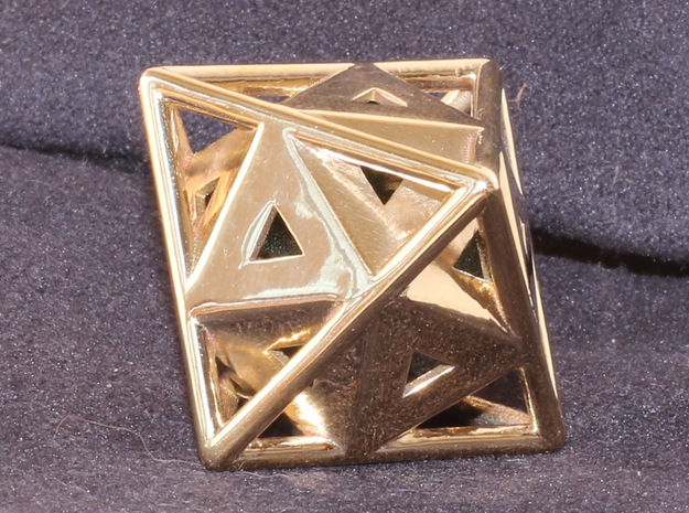 Golden Octahedron Pendant #1 in Polished Brass