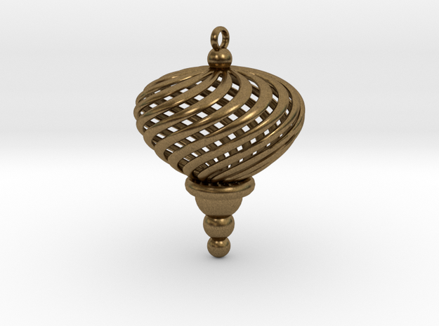 Sphere Swirl Geometric Ornament (thin version) in Natural Bronze