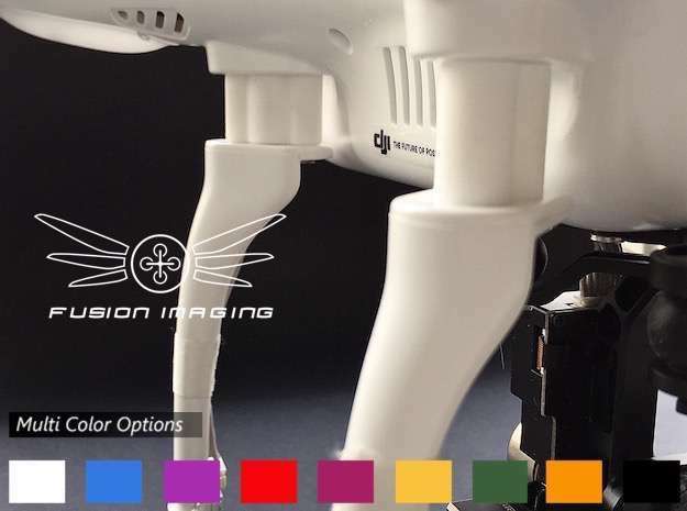 4x. DJI Phantom 10mm Leg Extender Spacer (V2) in White Processed Versatile Plastic
