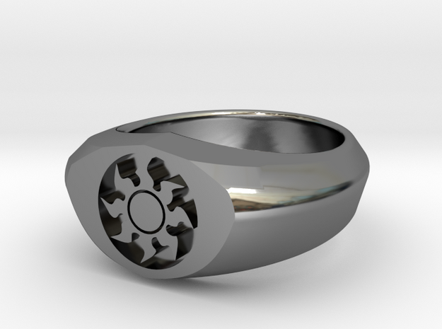 MTG Plains Mana Ring (Size 7) in Fine Detail Polished Silver