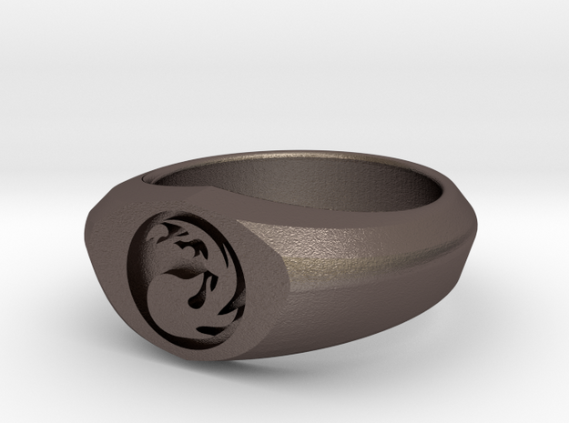 MTG Mountain Mana Ring (Size 8 1/2) in Polished Bronzed Silver Steel