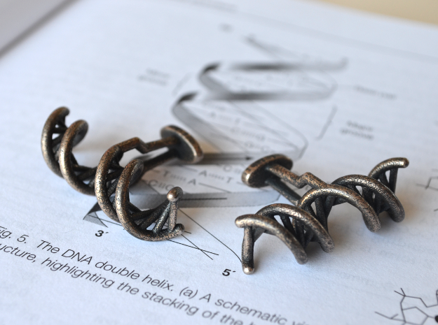 DNA Cufflink in Polished and Bronzed Black Steel