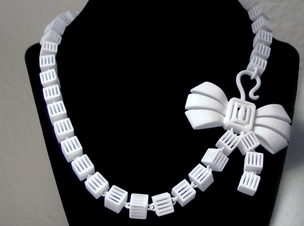 Caged Necklace in White Natural Versatile Plastic