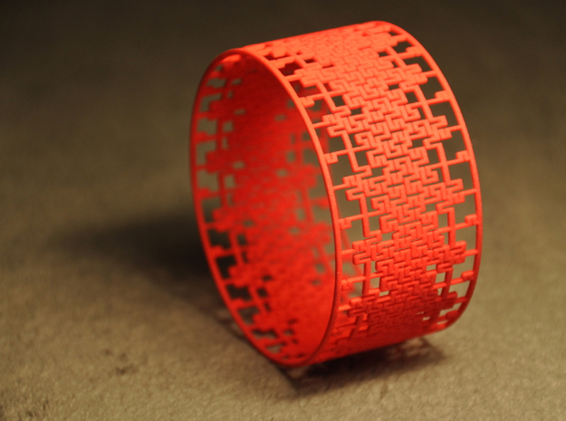 Rectilinear parquet deformation band in Red Processed Versatile Plastic