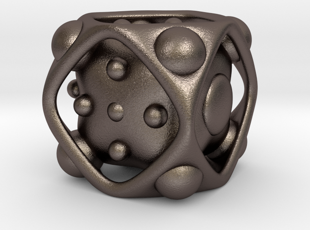 Dice No.2 M (balanced) (2.4cm/0.95in) in Polished Bronzed Silver Steel