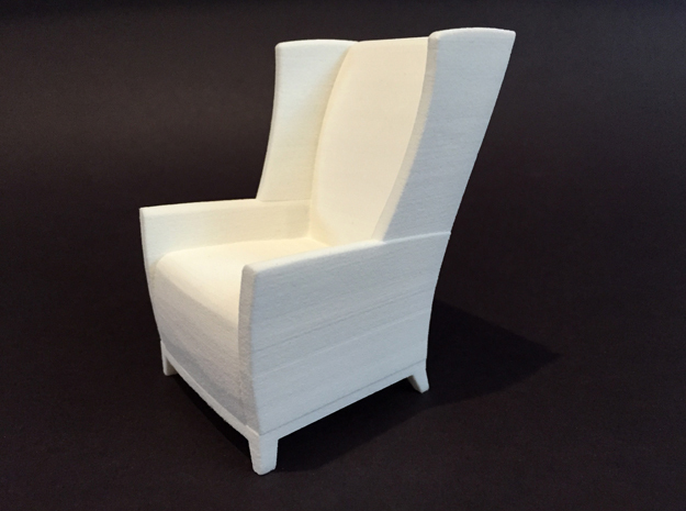 Apsen Wing Back Lounge 1:12 scale in White Natural Versatile Plastic