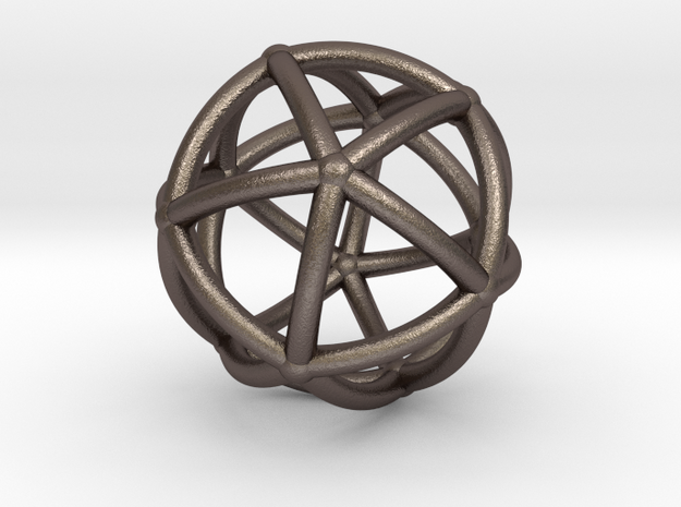 0074 Stereographic Polyhedra - Icosahedron in Polished Bronzed Silver Steel