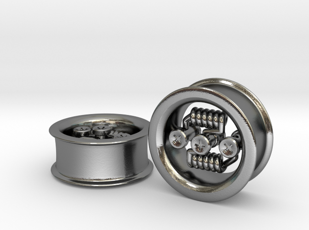 "Floating Build" RDA EARRINGS 7/8" CENTER POST - P in Polished Silver