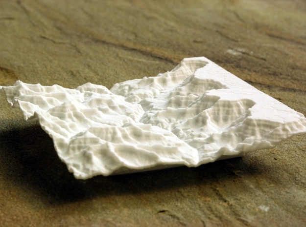 4'' Grand Canyon Terrain Model, Arizona, USA in White Natural Versatile Plastic