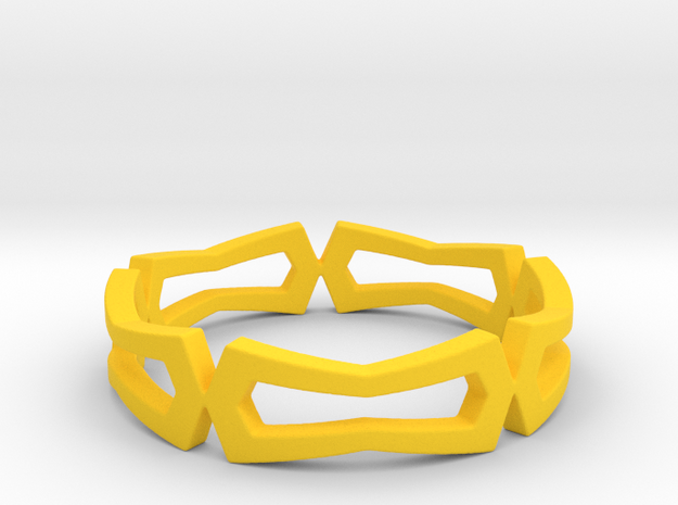 Distorted rectangle pattern Ring Size 10 in Yellow Processed Versatile Plastic