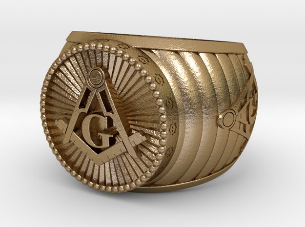 Freemason Ring in Polished Gold Steel