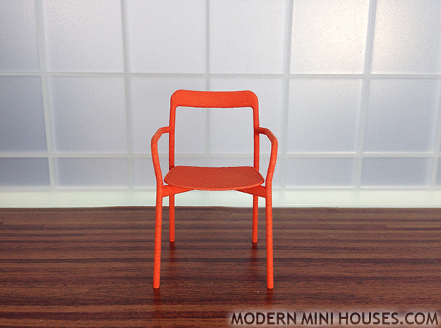 Branca Modern Designer Chair 1:12 scale in Orange Processed Versatile Plastic