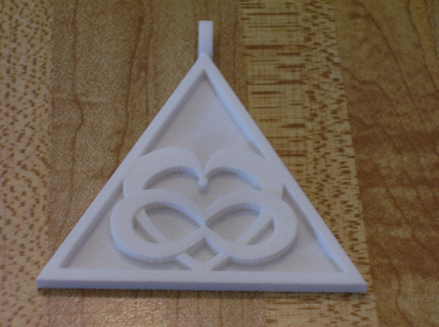 Triangle Infinity Heart Pendant in White Natural Versatile Plastic