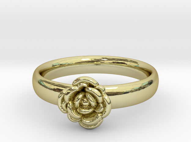 Ring with a rose in 18k Gold Plated Brass