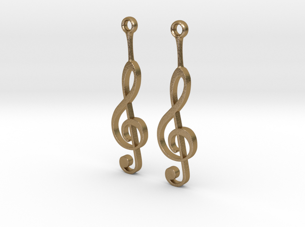 Musical Staff Earings in Polished Gold Steel