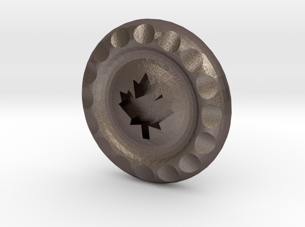 Golf Ball Marker Maple Leaf in Polished Bronzed Silver Steel