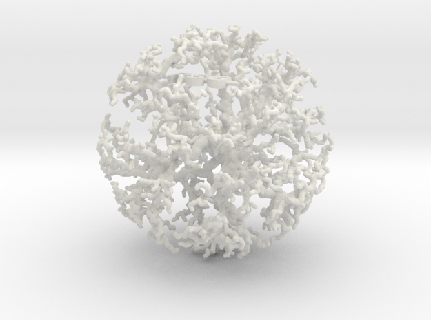 Dendritic Ornament, Sphere no.1 in White Natural Versatile Plastic
