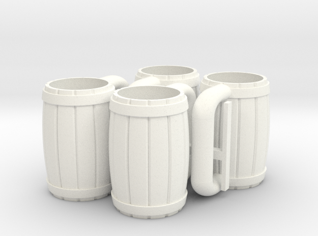 MOTUC 4 Mugs in White Processed Versatile Plastic
