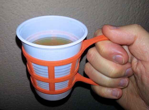 Tea cup holder in Orange Processed Versatile Plastic