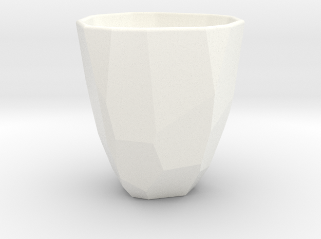 Polygon / Faceted cup in White Processed Versatile Plastic