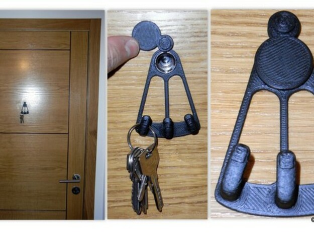 Peephole Door Keychain Holder in Black Natural Versatile Plastic