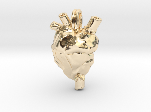 Anatomical Heart Jewelry Necklace  in 14K Yellow Gold