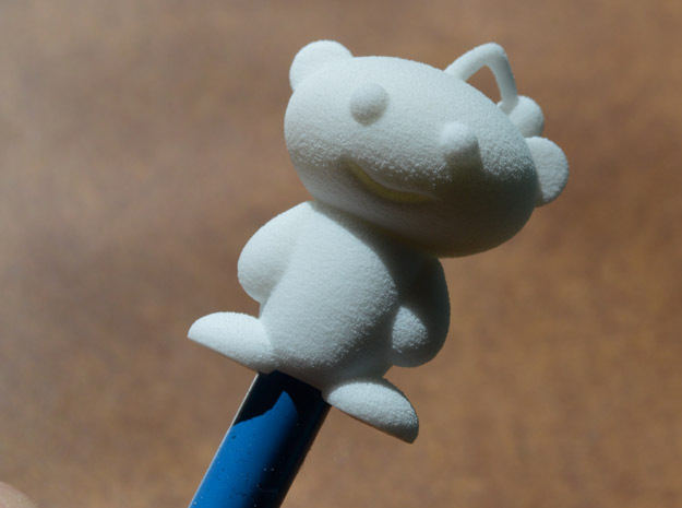 Cute Reddit Alien Snoo Pencil Topper in White Natural Versatile Plastic