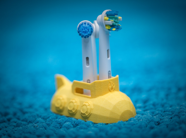 Toothbrush Holder / Stand Submarine for Oral B bru in Yellow Processed Versatile Plastic