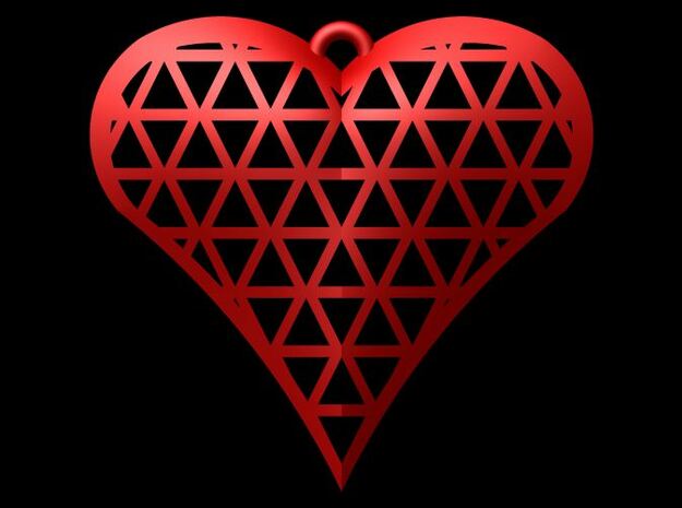Heart Cage 3 in Red Processed Versatile Plastic