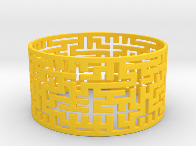 Maze Bracelet 80mm in Yellow Processed Versatile Plastic