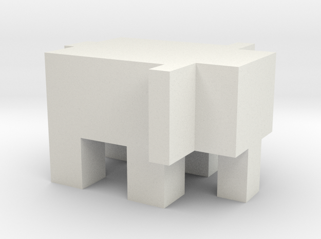 Cubic Elephant in White Natural Versatile Plastic