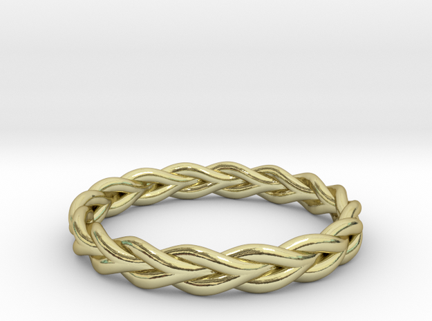 Ring of braided rope - size 9 in 18k Gold Plated Brass