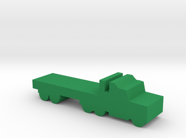 Game Piece, Semi-truck Flatbed in Green Processed Versatile Plastic
