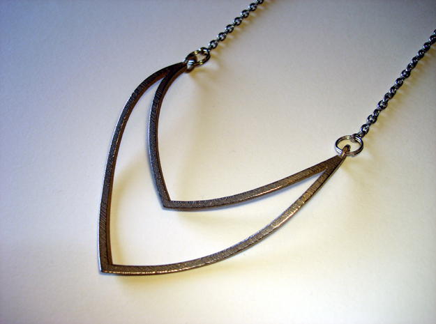 V 20 Necklace in Polished Bronzed Silver Steel