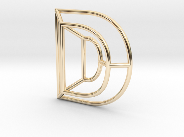 D Pendant in 14k Gold Plated Brass