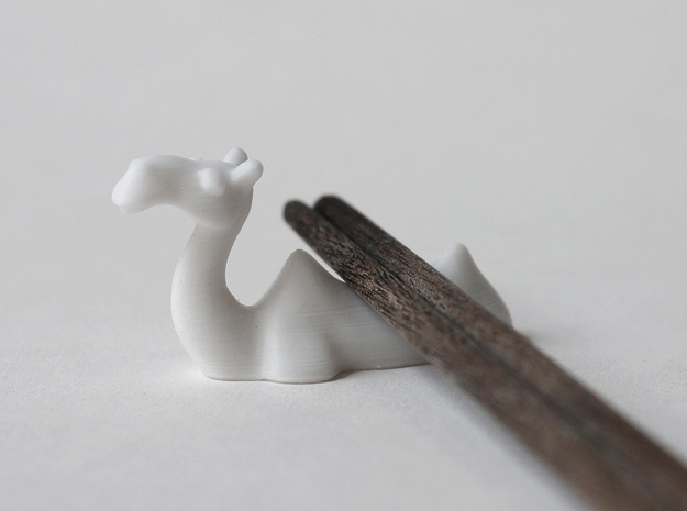 Camel Chopstick Stand in White Natural Versatile Plastic