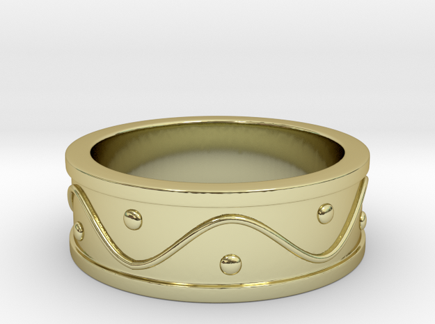 Ring Dots and Wave - Size 4 in 18k Gold Plated Brass